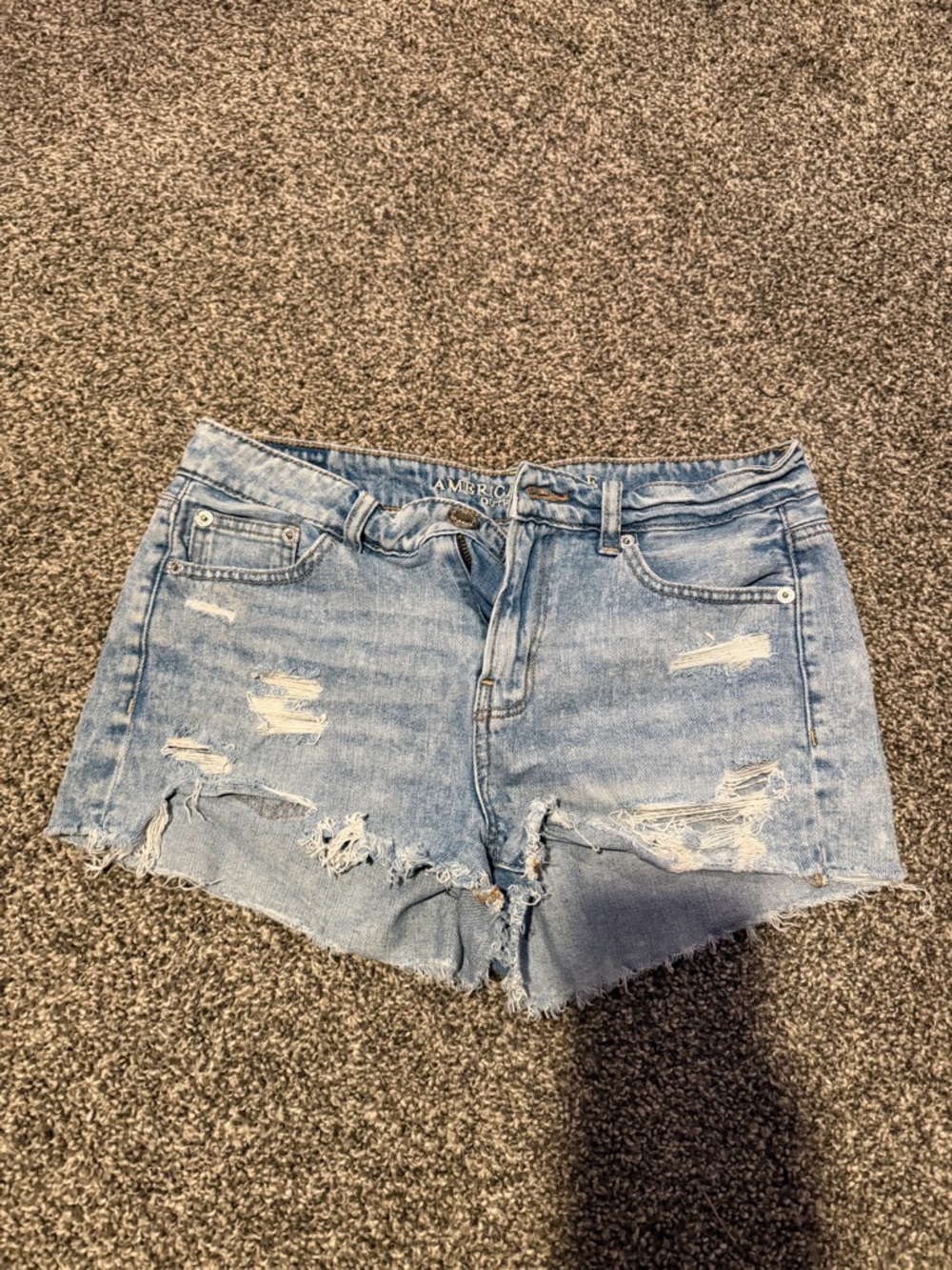 American Eagle Outfitters Light Wash Distressed Denim Shorts